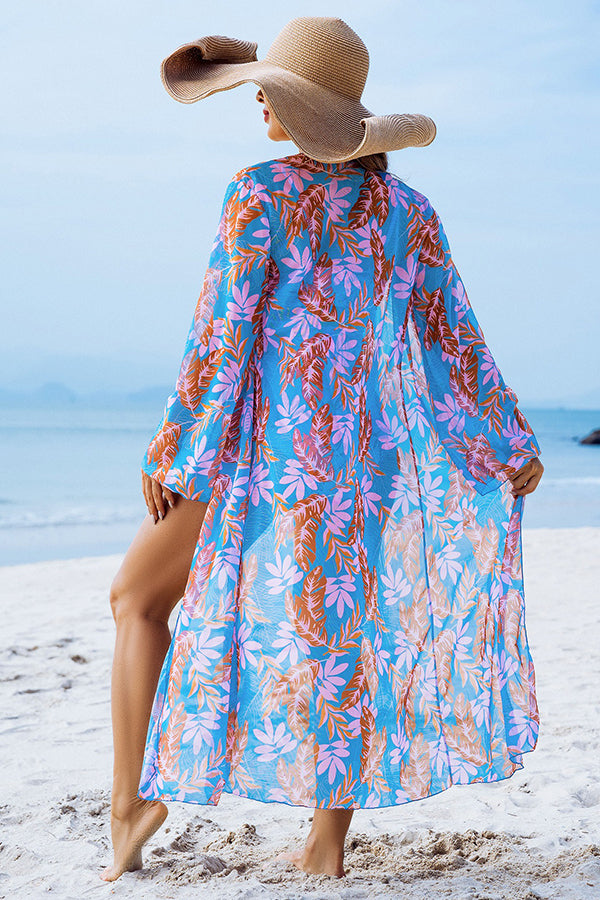 Leaf Print Bikini & Cover-Up 3-Piece Set - Swimwear from Cindelily