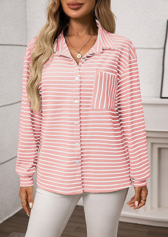 Textured Striped Button Up Casual Shirt