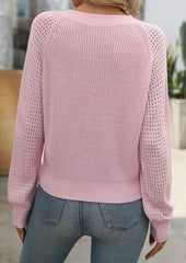 Cut-out V Neck Long Sleeve Sweater