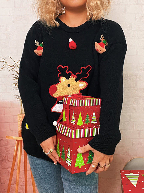 Christmas Reindeer Jacquard Knitted Sweater