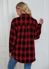 Button Up Pocket Detail Plaid Casual Shirt