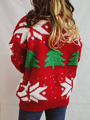 Jacquard Christmas Tree Crew Neck Sweater