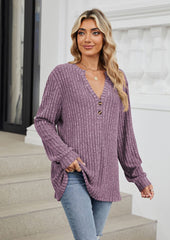 V Neck Textured Long Sleeve Tunic