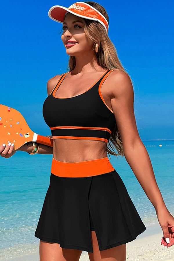 Quick-dry Racerback Top and Skort Bikini Set - Swimwear from Cindelily