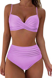 Vintage High Waisted Bikini Sets Lilac - Swimwear from Cindelily