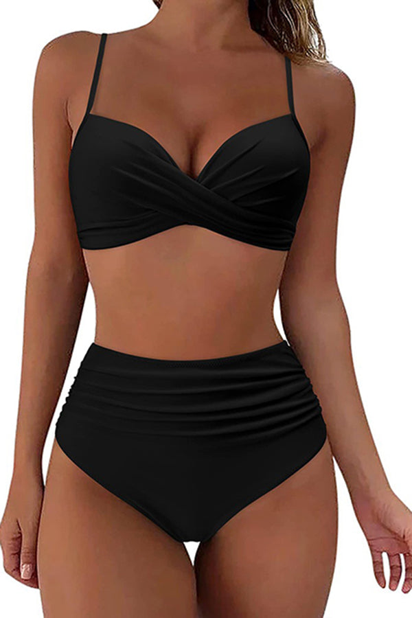 Vintage High Waisted Bikini Sets Black - Swimwear from Cindelily