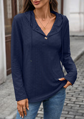 Jacquard Button Up Hooded Casual Top