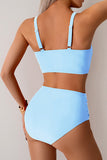 Twist-Front Top & High-Waist Bottoms Two-Piece Bikini - Swimwear from Cindelily