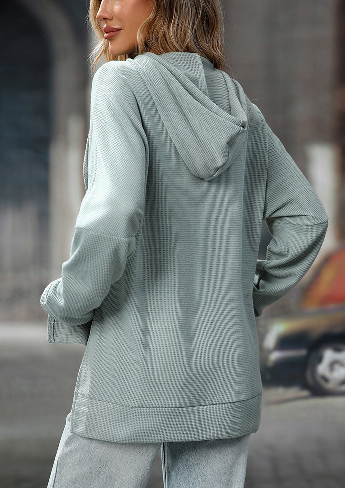 Waffle Hooded Sweatshirt with Front Pocket