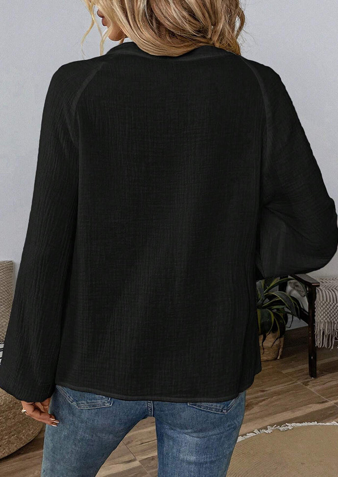 Embroidered V Neck Long Sleeve Boho Blouse