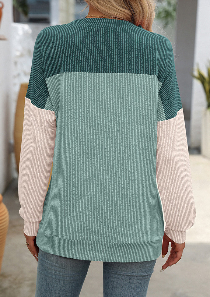 Textured Color Block Crew Neck T-shirt