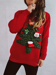 Christmas Tree Jacquard Crew Neck Sweater