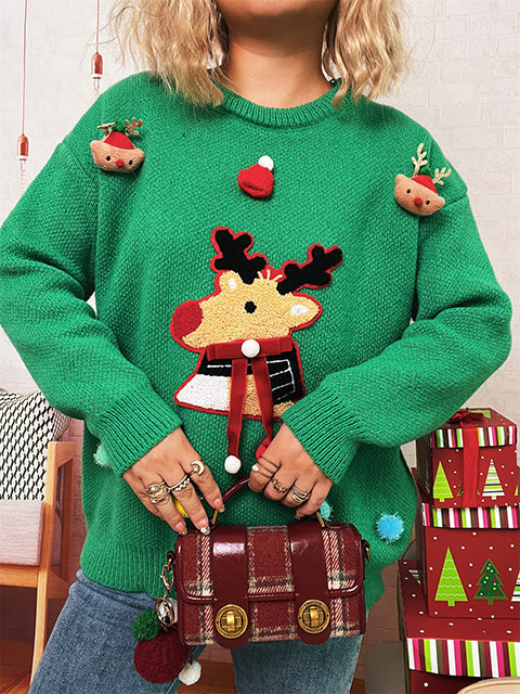 Christmas Reindeer Jacquard Knitted Sweater