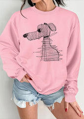 Puppy Graffiti Crew Neck Casual Sweatshirt