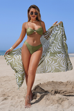Leaf Print Bikini & Cover-Up Skirt 3-Piece Set - Swimwear from Cindelily