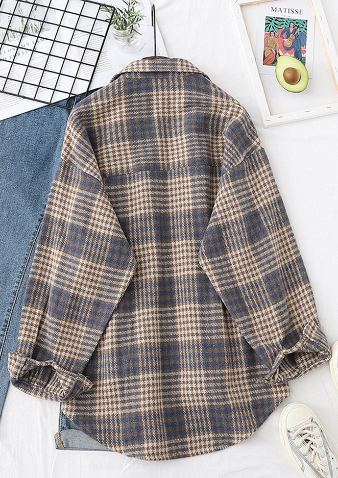Plaid Brushed Woolen Vintage Shirt