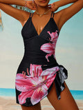 Lily Print Side Tie One Piece Swimwear