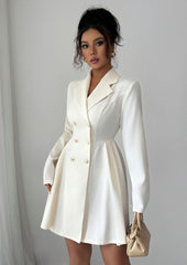 OL Style Double-breasted Pleated Mini Dress