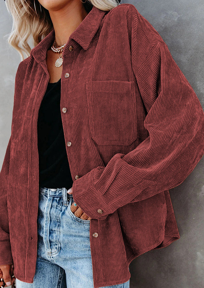 Corduroy Oversize Button Up Casual Shirt