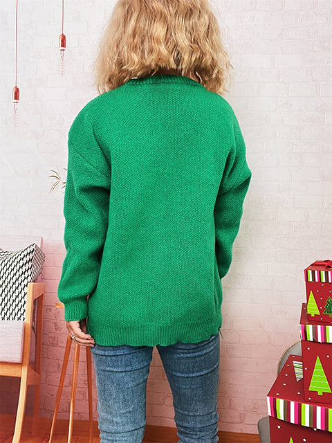Christmas Decor Crew Neck Casual Sweater