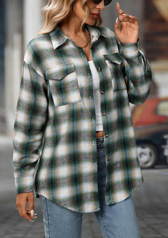 Retro Plaid Button Up Long Sleeve Casual Shirt