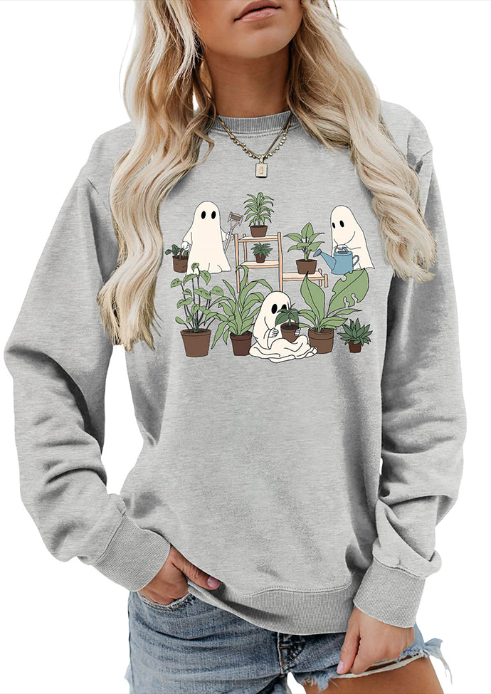 Spooky Print Crew Neck Graphic Sweatshirt