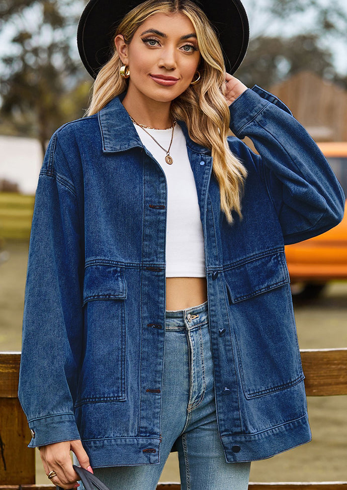 Retro Washed Button Up Denim Jacket