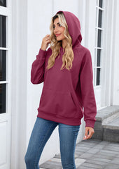 Textured Hooded Casual Sweatshirt with Front Pocket