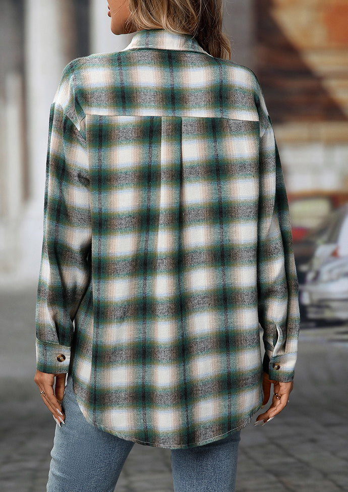 Retro Plaid Button Up Long Sleeve Casual Shirt