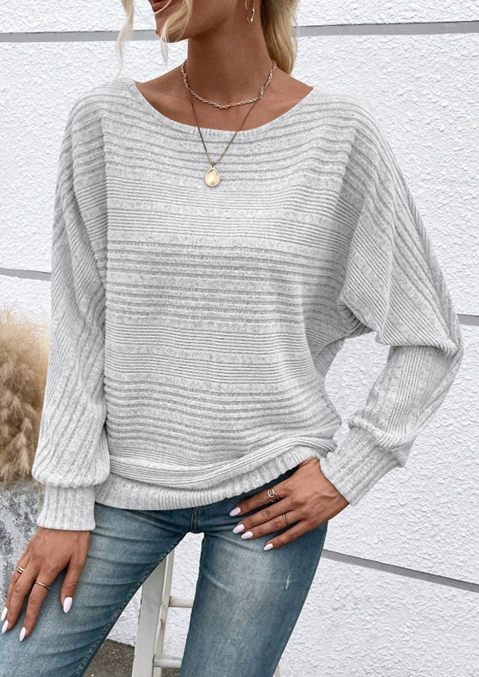 Knitted Crew Neck Bat Sleeves Casual Top