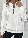 Quilting Textured Half Zip Pullover