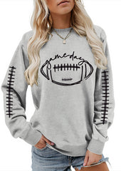 Game Day Football Print Crew Neck Sweatshirt