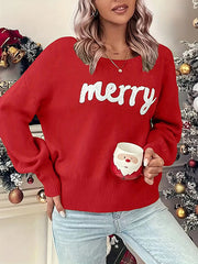 Merry Jacquard Crew Neck Knitted Sweater