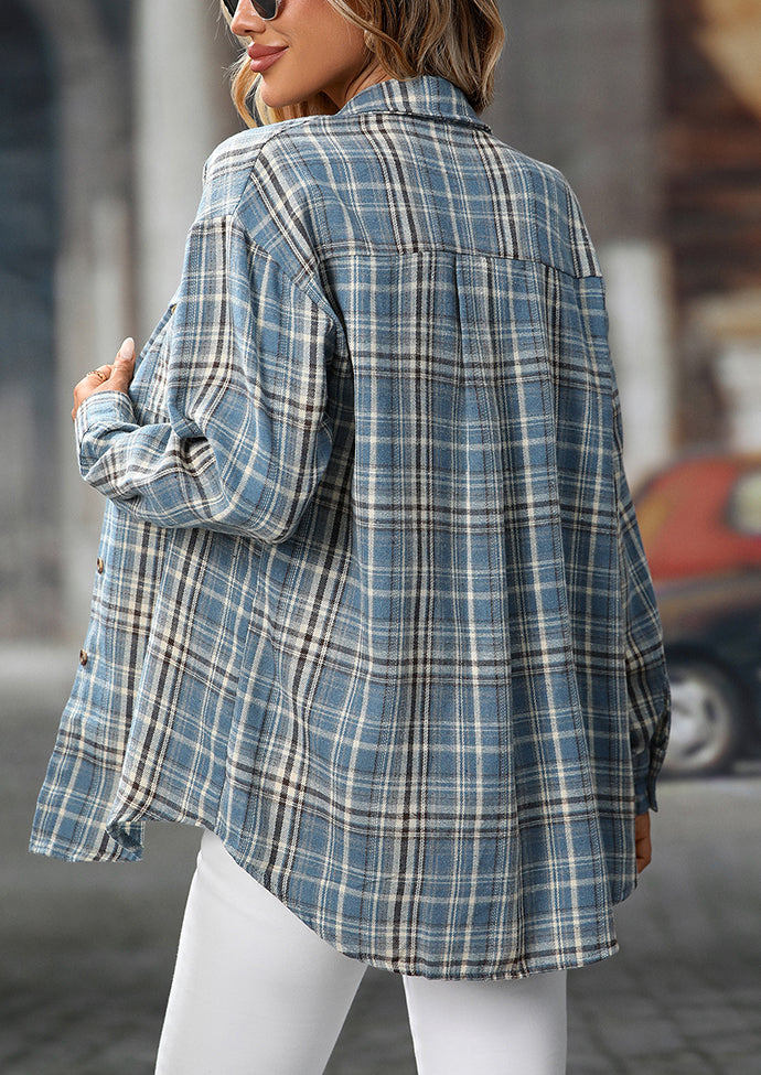 Retro Plaid Button Up Long Sleeve Casual Shirt