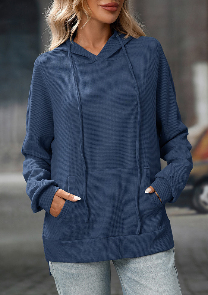 Waffle Hooded Sweatshirt with Front Pocket