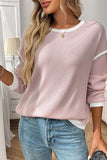 Textured Crew Neck Color Block Casual Top - T-Shirts & Tunics from Cindelily