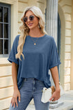Oversize Crew Neck Short Sleeve T-shirt Navy blue - T-Shirts & Tunics from Cindelily