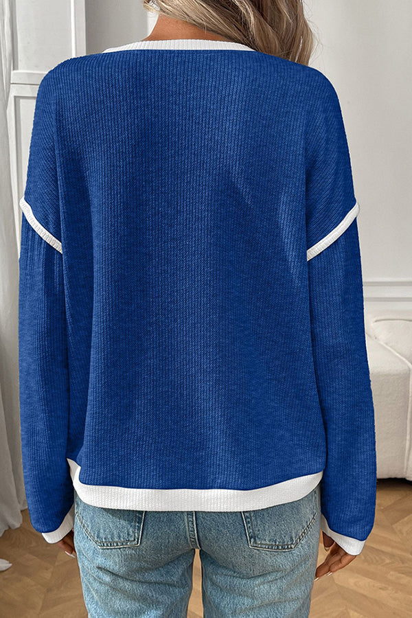 Textured Crew Neck Color Block Casual Top - T-Shirts & Tunics from Cindelily