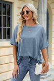 Oversize Crew Neck Short Sleeve T-shirt Ash blue - T-Shirts & Tunics from Cindelily