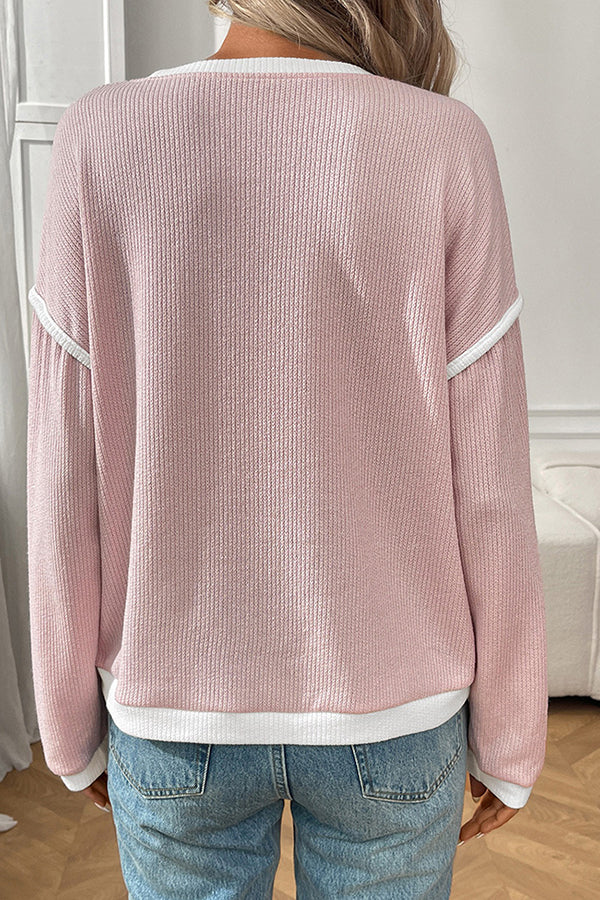 Textured Crew Neck Color Block Casual Top - T-Shirts & Tunics from Cindelily