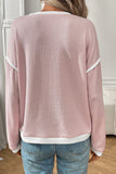 Textured Crew Neck Color Block Casual Top - T-Shirts & Tunics from Cindelily