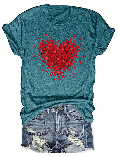 Heart Patterned Short Sleeve T-shirt