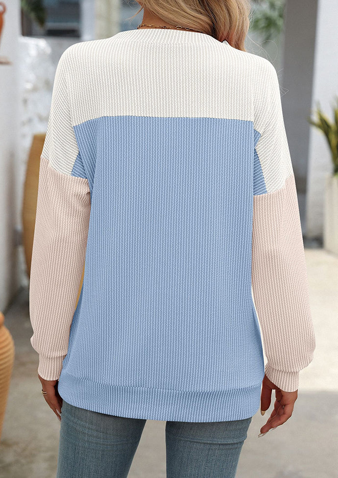 Textured Color Block Crew Neck T-shirt