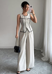 Button Up Color Block Top and Pant Set
