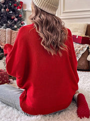 Christmas Jacquard Turtleneck Bat Sleeve Sweater