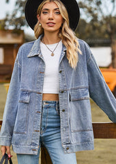 Retro Washed Button Up Denim Jacket