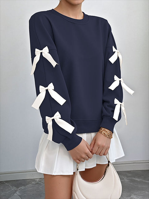 Bow Detail Crew Neck Sweatshirt
