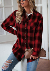 Button Up Pocket Detail Plaid Casual Shirt
