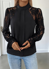 Lace Patchwork Long Sleeve Blouse