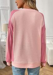 Waffle Color Block Crew Neck Casual T-shirt